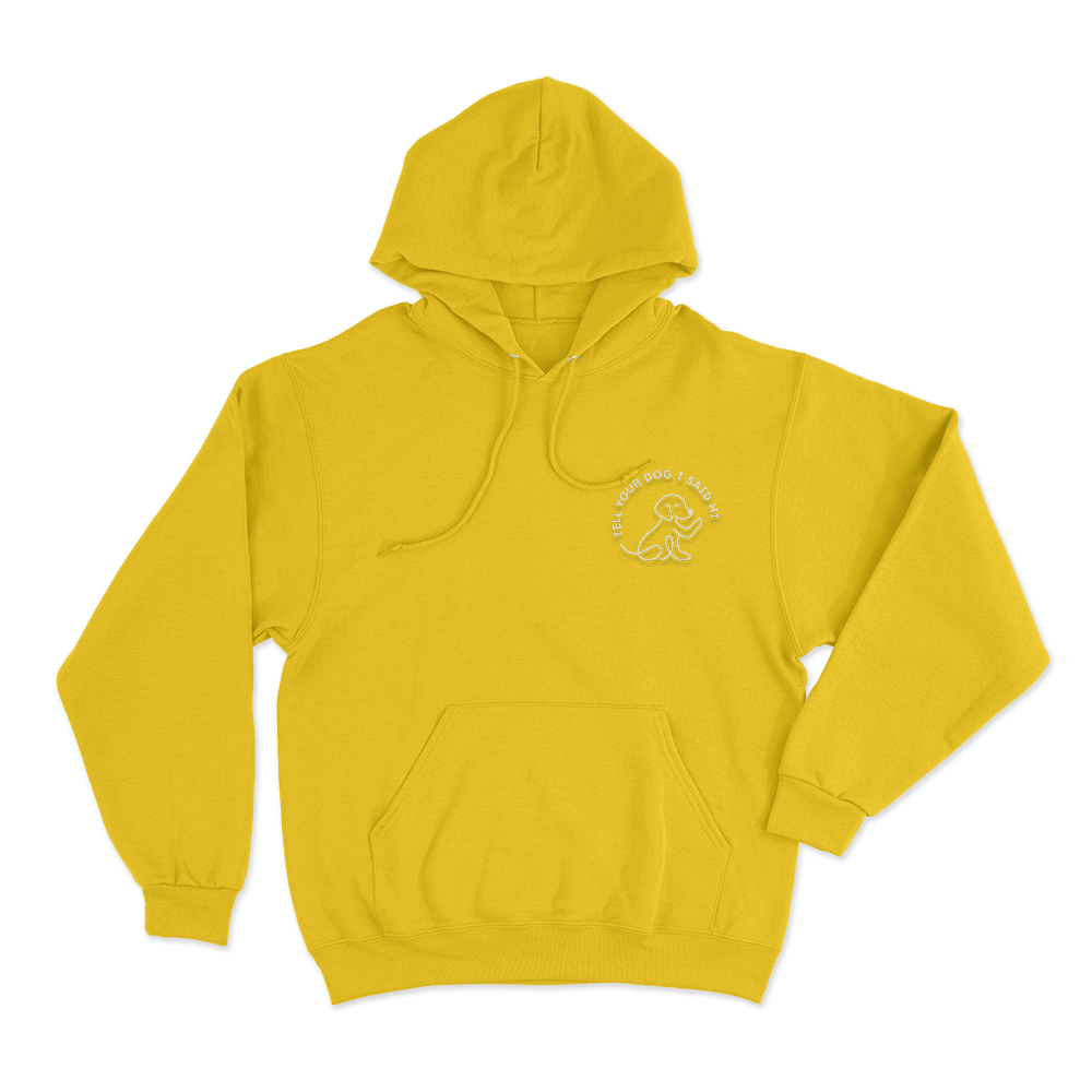 Tell Your Dog I Said Hi Line Art Dog Unisex Hoodie Yellow Tell Your Dog I Said Hi Line Art Dog Unisex Hoodie Yellow